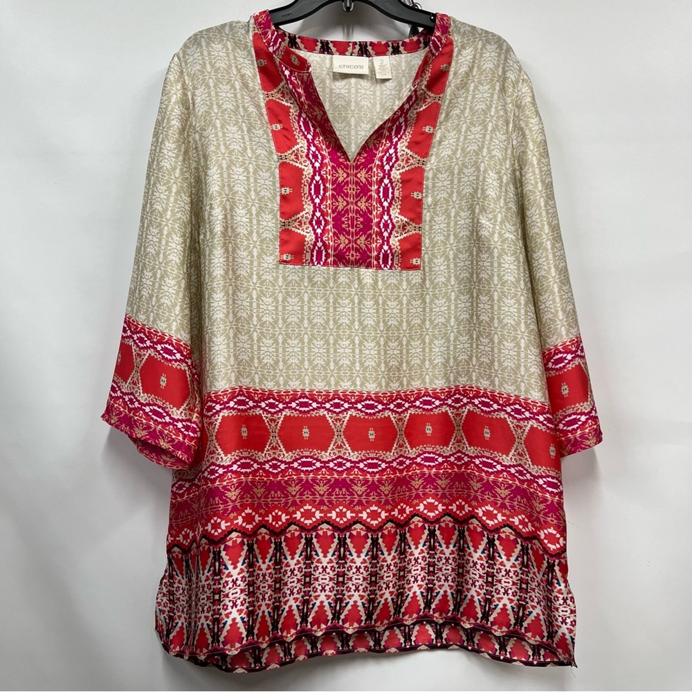 Chico's 2 Women's Top Bohemian Tunic multicolor Print